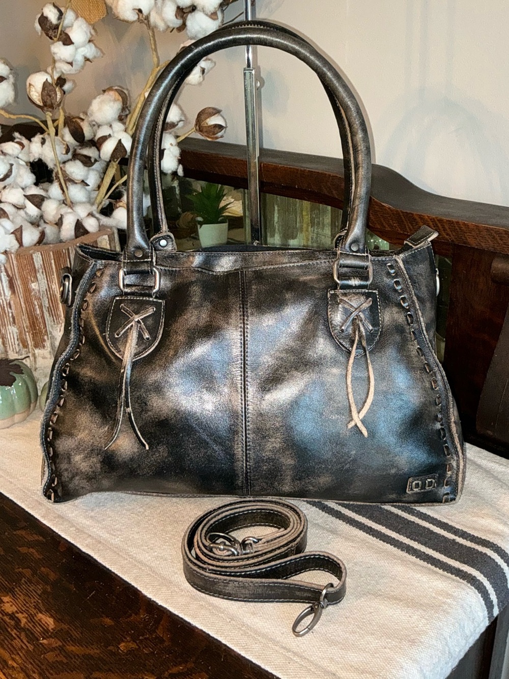 NIP Bed Stu Rockababy Satchel Shoulder Crossbody Black Hand Wash MSRP $295